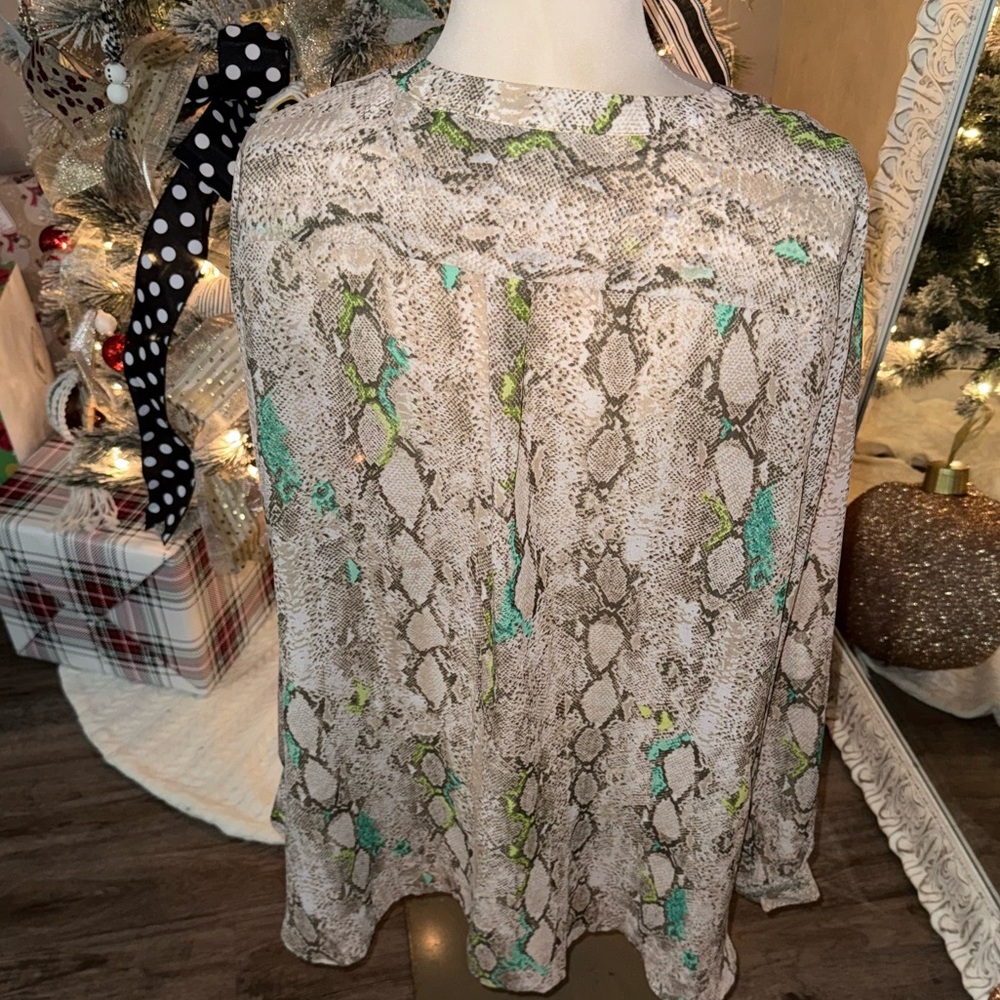 Covington Essentials Snake Print Sheer Blouse - image 6